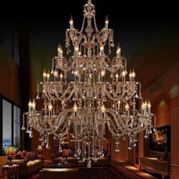 European Crystal Chandelier Cognac Color Ceiling Light With 40 Lights