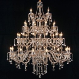 European Crystal Chandelier Cognac Color Ceiling Light With 40 Lights
