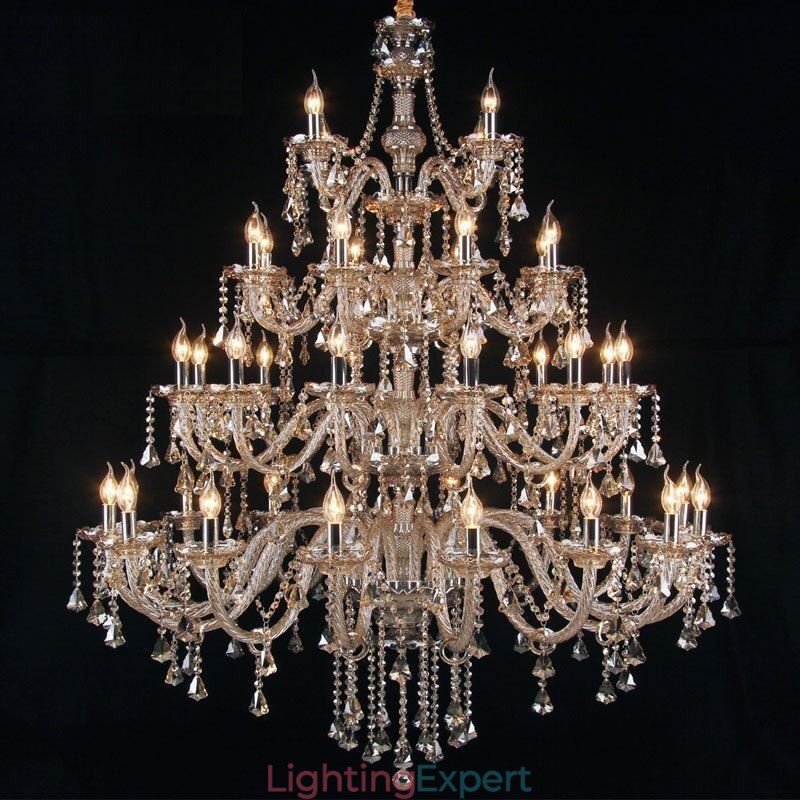 European Crystal Chandelier Cognac Color Ceiling Light With 40 Lights