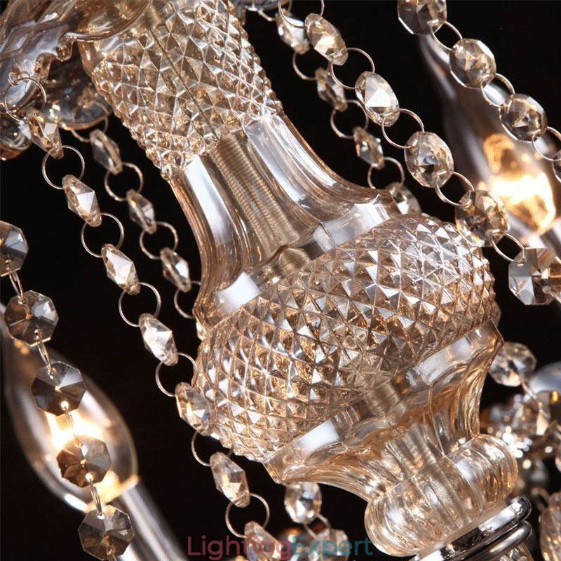 European Crystal Chandelier Cognac Color Ceiling Light With 40 Lights