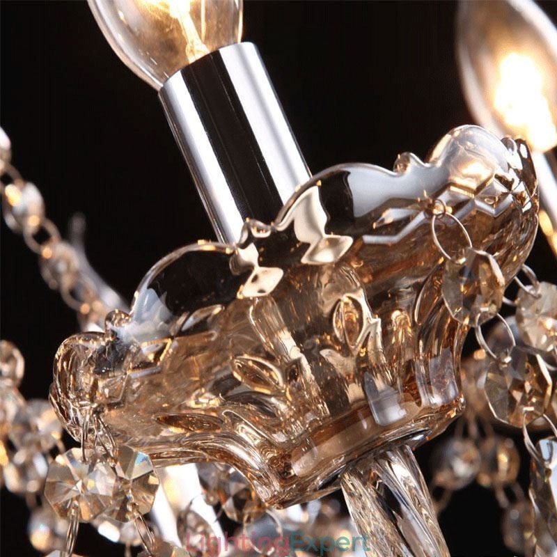 European Crystal Chandelier Cognac Color Ceiling Light With 40 Lights