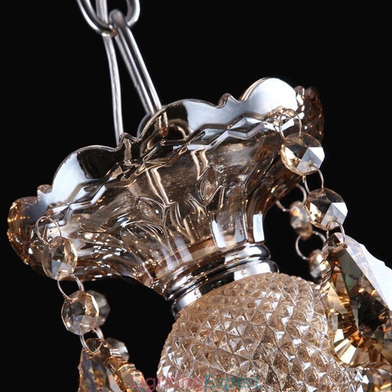 European Crystal Chandelier Cognac Color Ceiling Light With 40 Lights