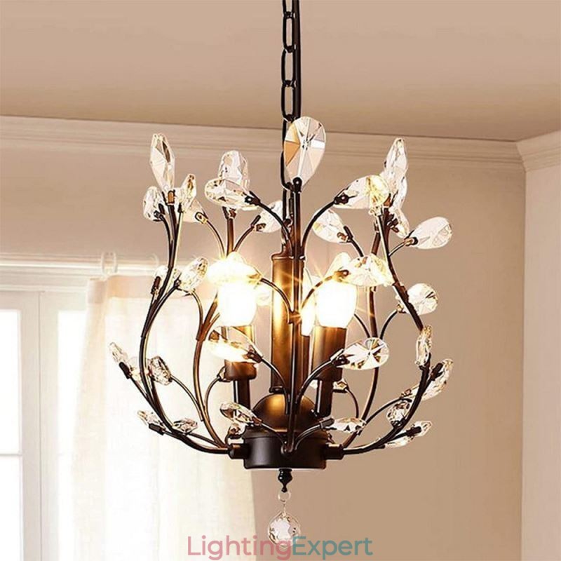 Black Retro Chandelier Crystal Ceiling Light