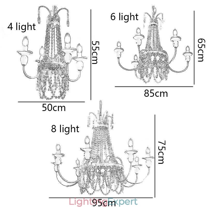 Nordic Crystal Chandelier Paint Craft Cream Ceiling Light