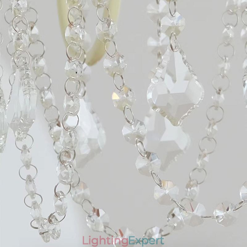 Nordic Crystal Chandelier Paint Craft Cream Ceiling Light