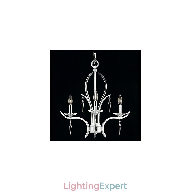 Elegant Crystal Chandelier with 3 Lights in Candle Bulb