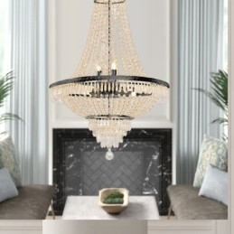 Classic Crystal Chandelier Black Empire Style Pendant Light 9 Lights