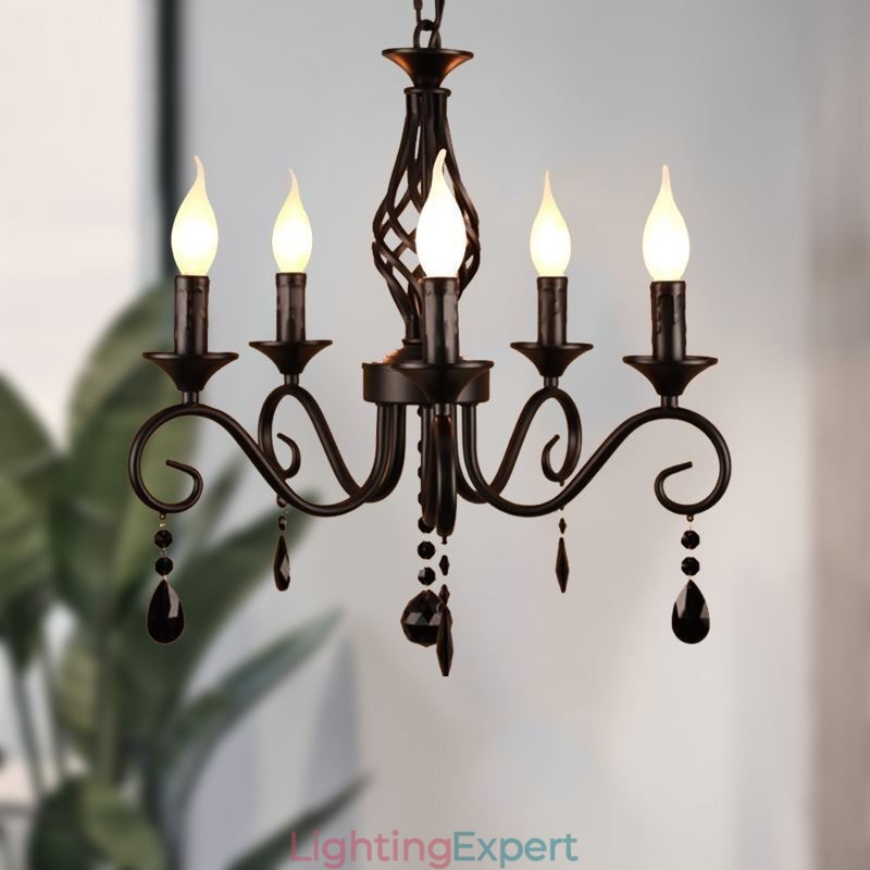 Rustic Wrought Iron Chandelier 5 Lights
