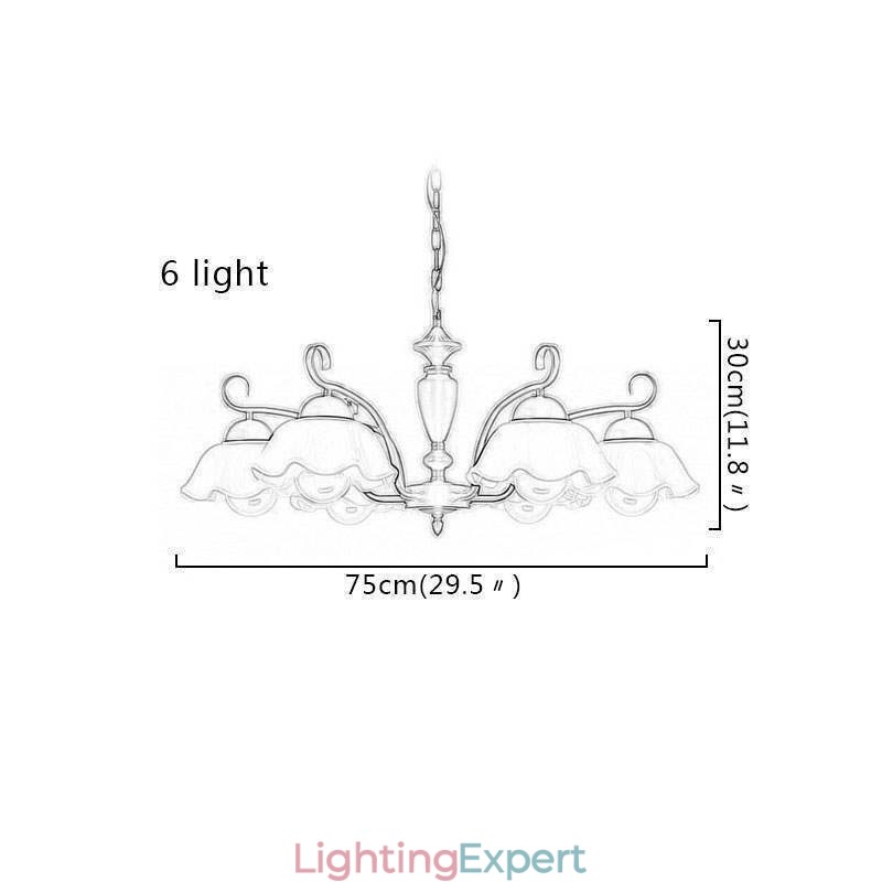 Nordic Iron Pendant Light Flower Shape Glass Lamp Shade Chandelier