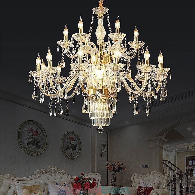 Large Crystal Chandelier European Classic Pendant Light