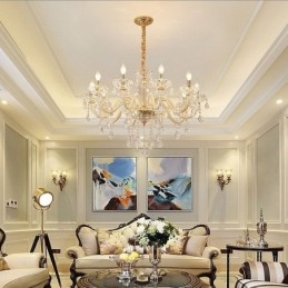 Elegant Crystal Chandelier European Style Glass Pendant Light