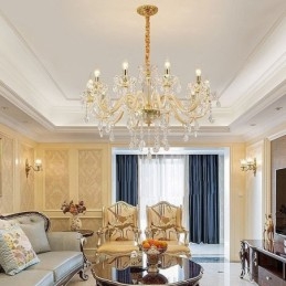 Elegant Crystal Chandelier European Style Glass Pendant Light