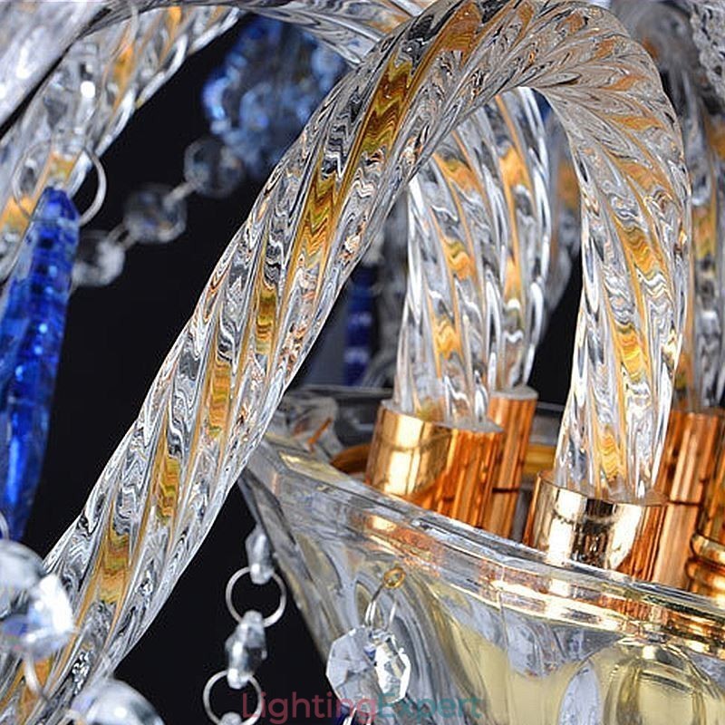 European Crystal Chandelier Luxury Pendant Light Blue Pendant
