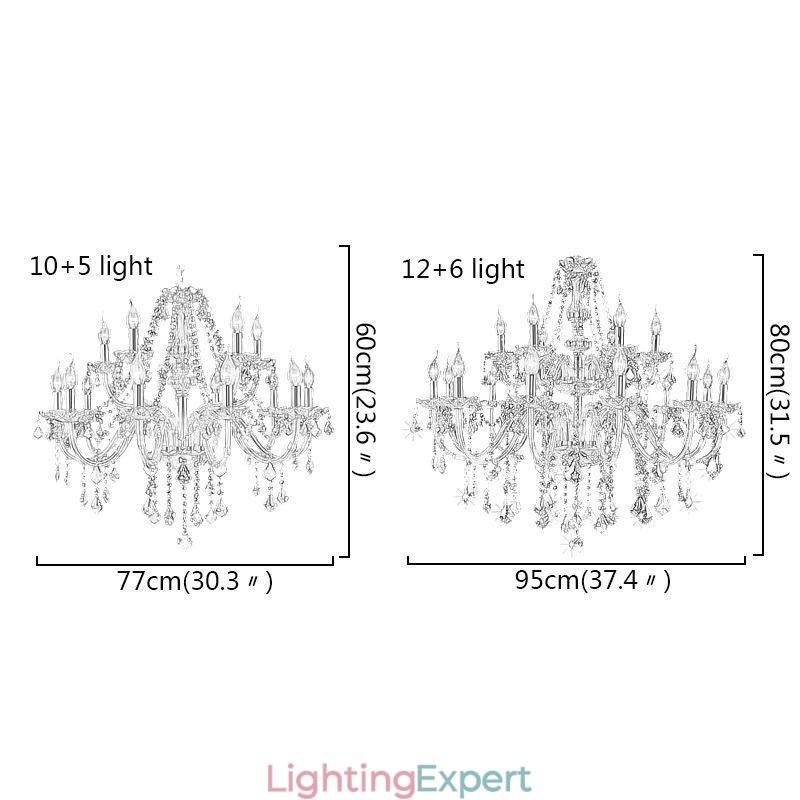 European Crystal Chandelier Elegant Large Pendant Light Amber