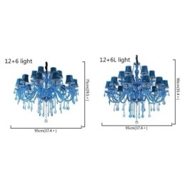 Large Crystal Chandelier European Pendant Light Blue Colour Esthetic