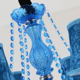 Large Crystal Chandelier European Pendant Light Blue Colour Esthetic