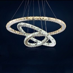 Pendant Lamps Amber and Clear K9 Crystal Chandelier Lights Lighting with 3 Ring