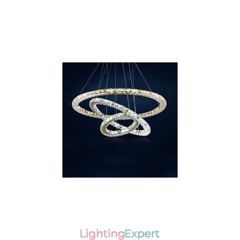 Pendant Lamps Amber and Clear K9 Crystal Chandelier Lights Lighting with 3 Ring