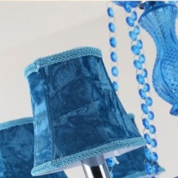 Large Crystal Chandelier European Pendant Light Blue Colour Esthetic