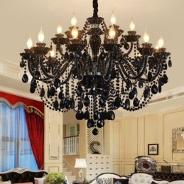 Luxury European Style Crystal Chandelier Black Pendant Light