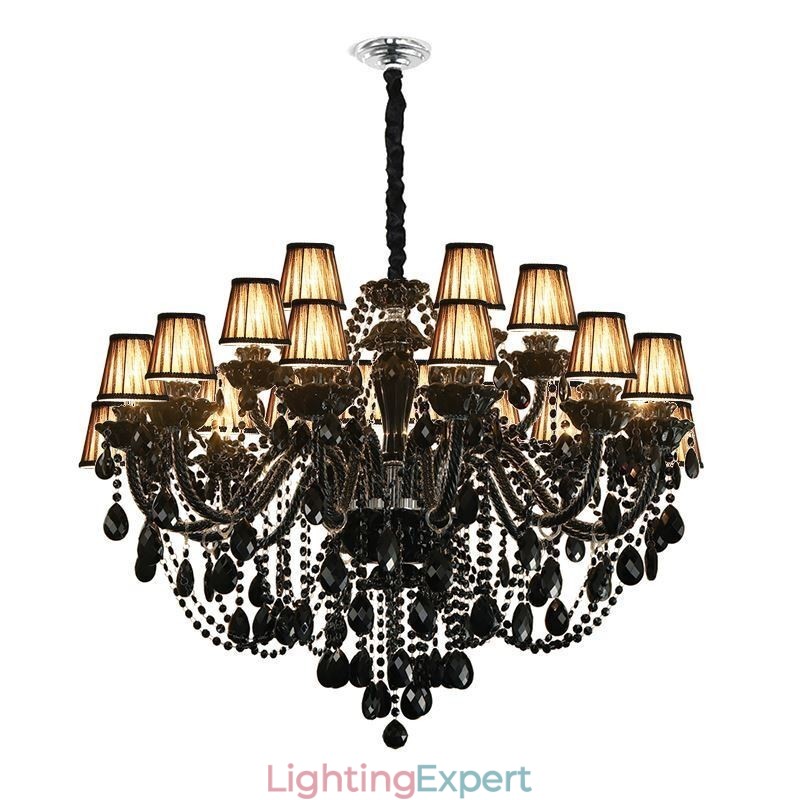 Luxury European Style Crystal Chandelier Black Pendant Light