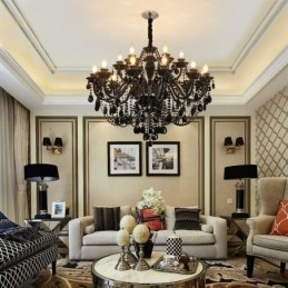 Luxury European Style Crystal Chandelier Black Pendant Light