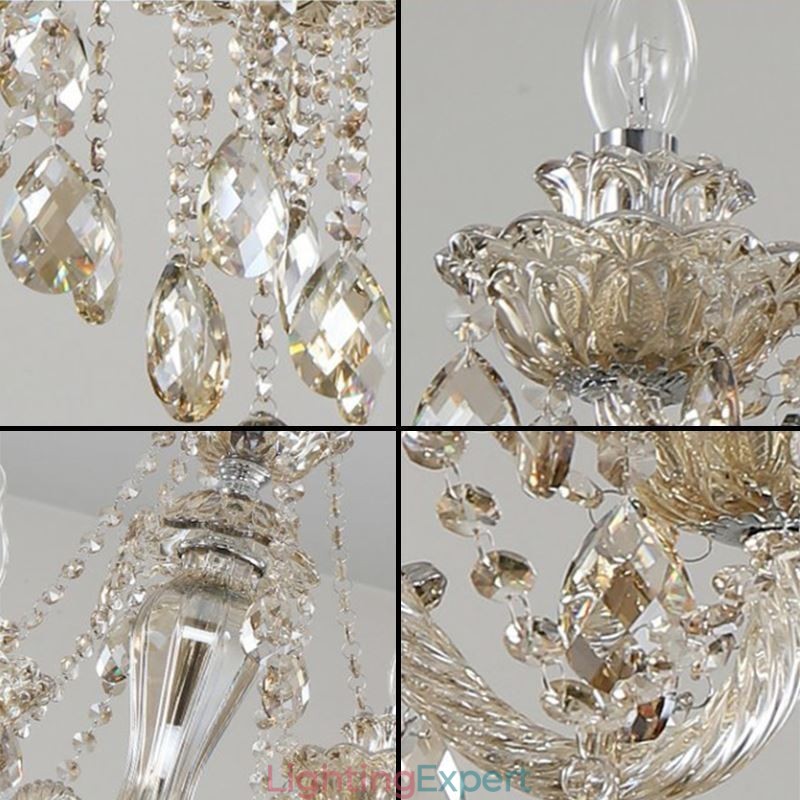 Crystal Chandelier Cognac Ceiling Light Luxury European