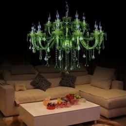 European Style Crystal Green Chandelier Candle Pendant Light