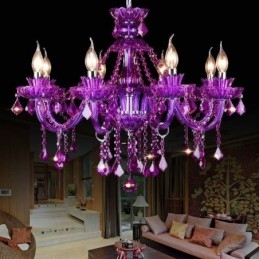 Elegant Purple Crystal Ceiling Light European Chandelier