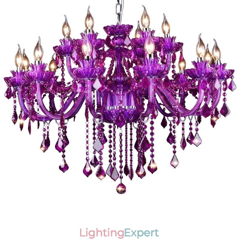 Elegant Purple Crystal Ceiling Light European Chandelier
