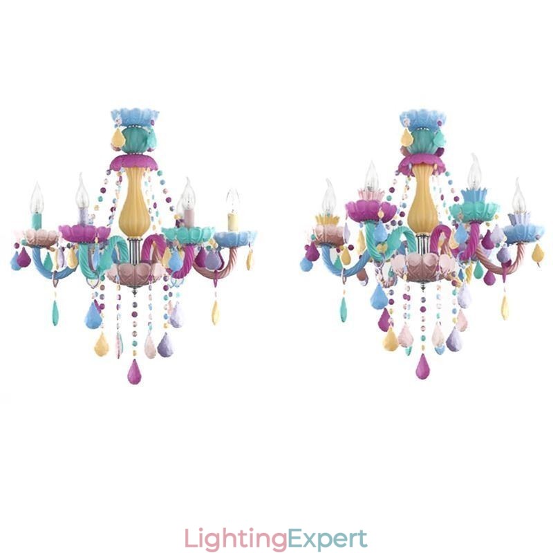 European Colorful Crystal Chandelier Macaron Pendant Light