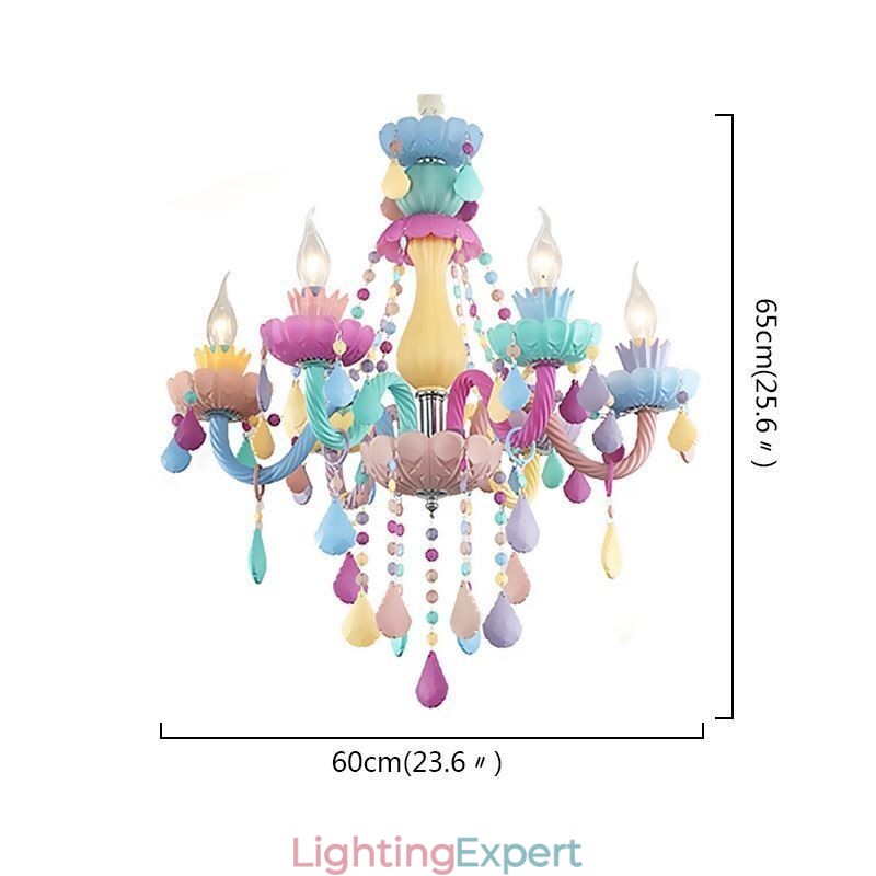 European Colorful Crystal Chandelier Macaron Pendant Light