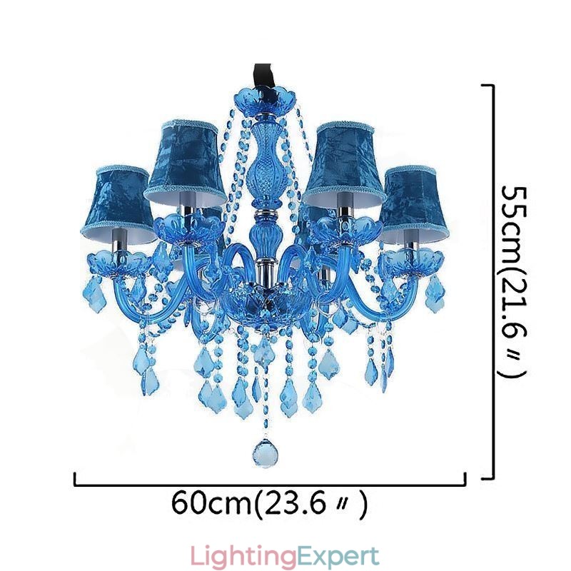 European Style Blue Crystal Chandelier Unique Pendant Light