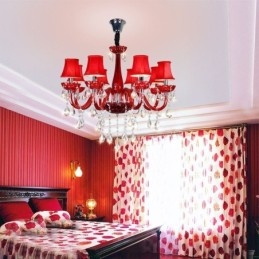 Modern European Crystal Chandelier Red Colour Ceiling Light