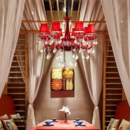 Modern European Crystal Chandelier Red Colour Ceiling Light