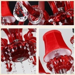 Modern European Crystal Chandelier Red Colour Ceiling Light