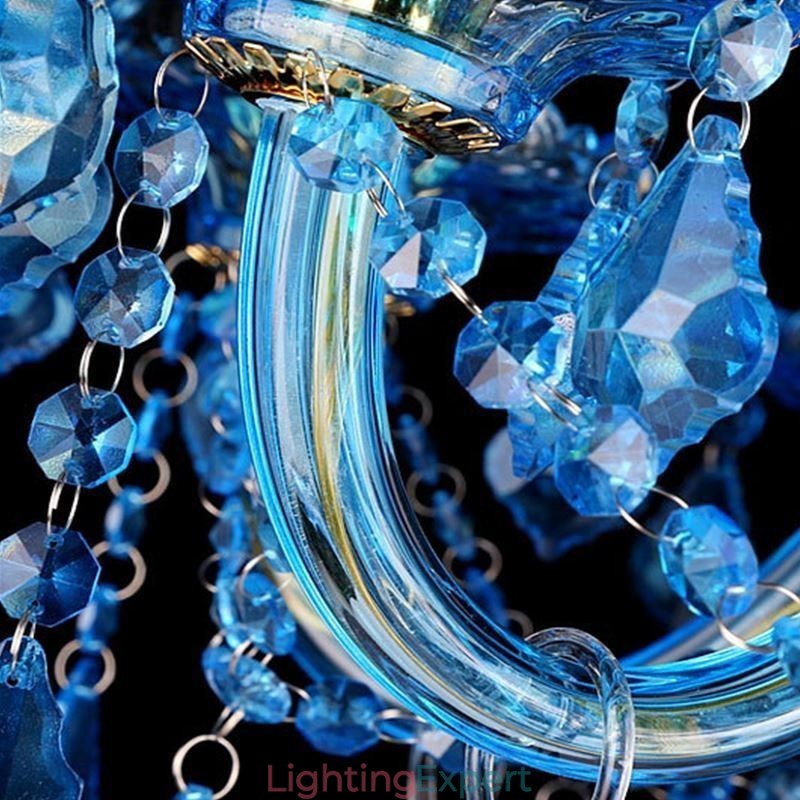 Large Blue Crystal Chandelier European Pendant Light