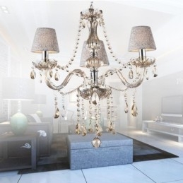 Classic European Crystal Chandelier Cognac Pendant Light