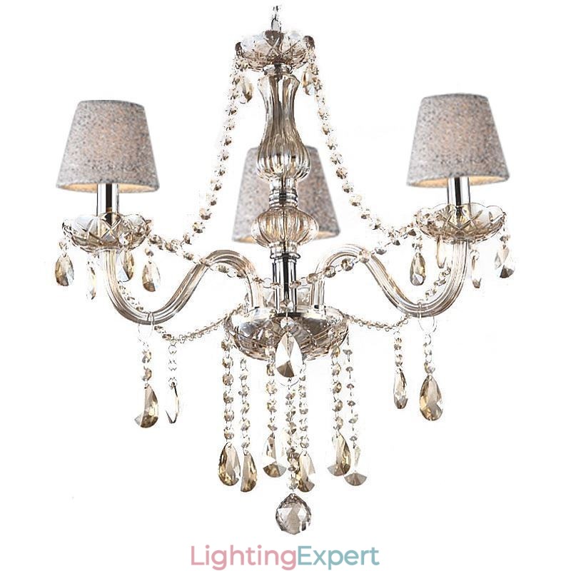 Classic European Crystal Chandelier Cognac Pendant Light