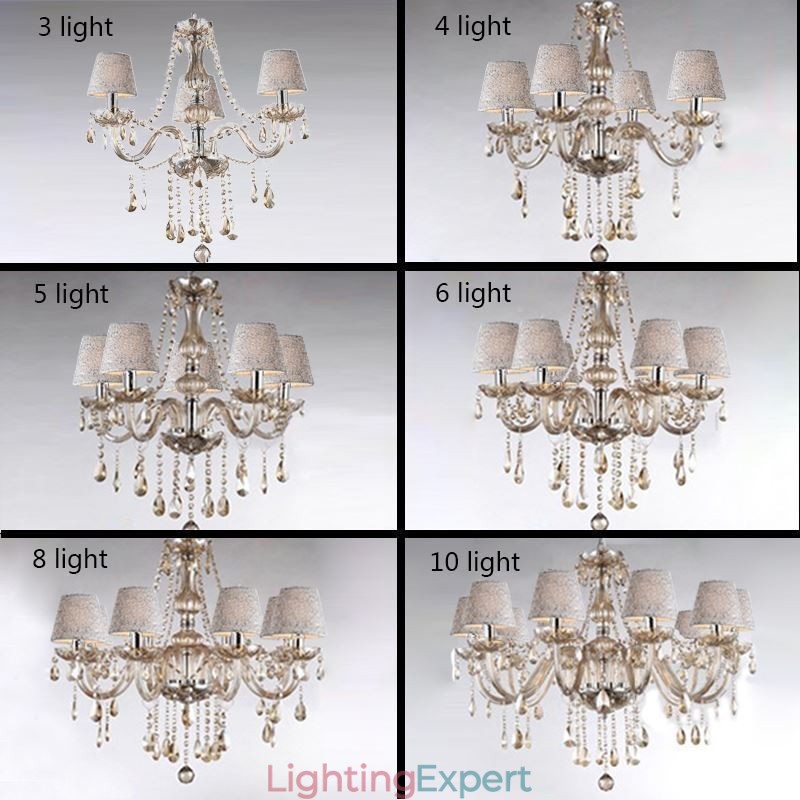 Classic European Crystal Chandelier Cognac Pendant Light