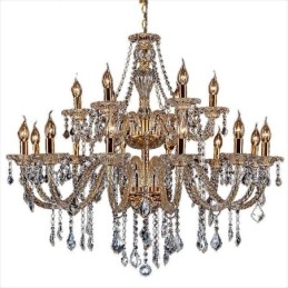 Luxury Crystal Chandelier Golden European Threaded Arm Ceiling Light