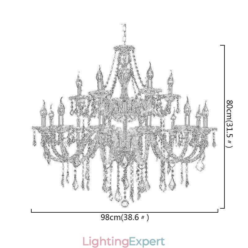 Luxury Crystal Chandelier Golden European Threaded Arm Ceiling Light