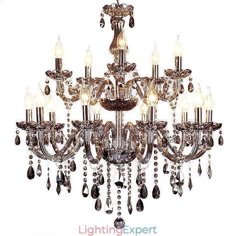 Large European Crystal Chandelier Elegant Pendant Light