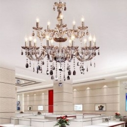 Large European Crystal Chandelier Elegant Pendant Light