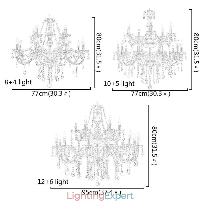 Large European Crystal Chandelier Elegant Pendant Light
