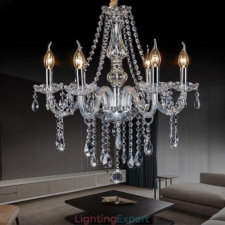 Large European Crystal Chandelier Transparent Ceiling Light Large European Crystal Chandelier Transparent Ceiling Light