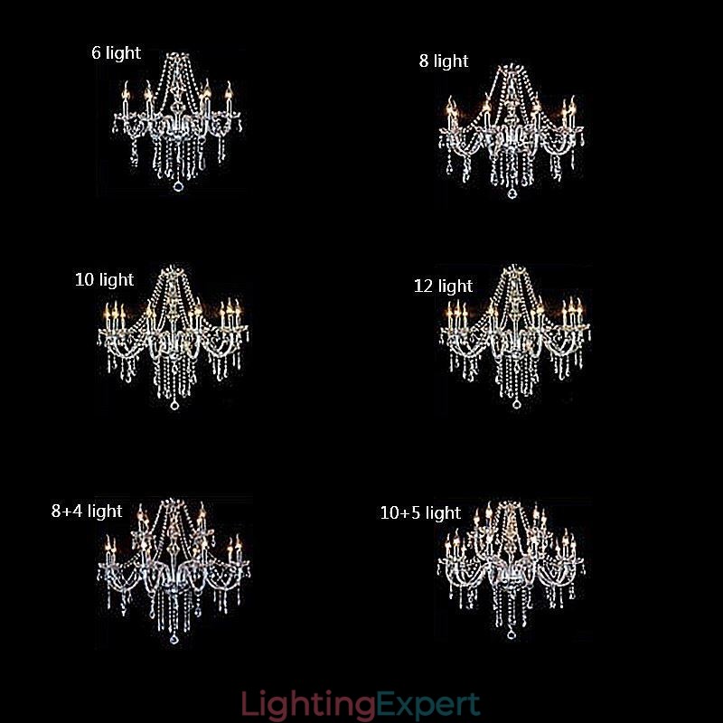 Large European Crystal Chandelier Transparent Ceiling Light
