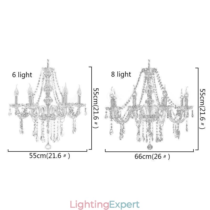 Large European Crystal Chandelier Transparent Ceiling Light