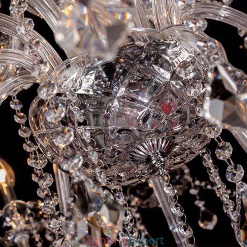 Large European Crystal Chandelier Transparent Ceiling Light