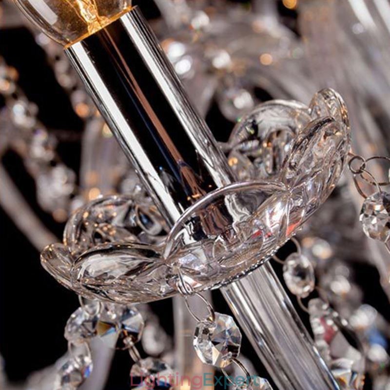 Large European Crystal Chandelier Transparent Ceiling Light